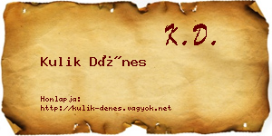 Kulik Dénes névjegykártya